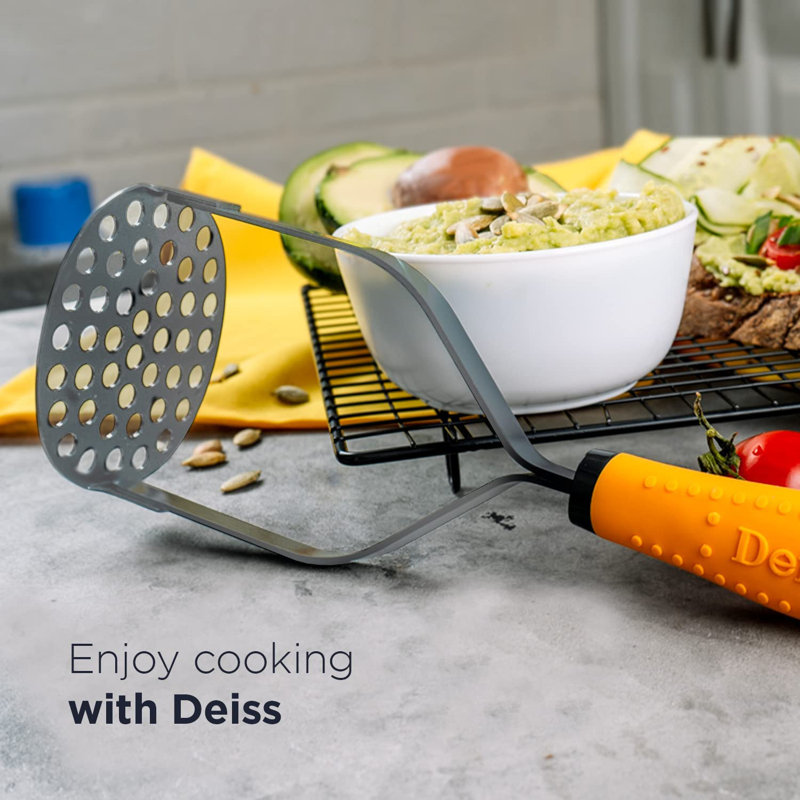 Deiss Pro Heavy Duty Stainless Steel Potato Masher with Non Slip Rubber Handle Reviews Wayfair
